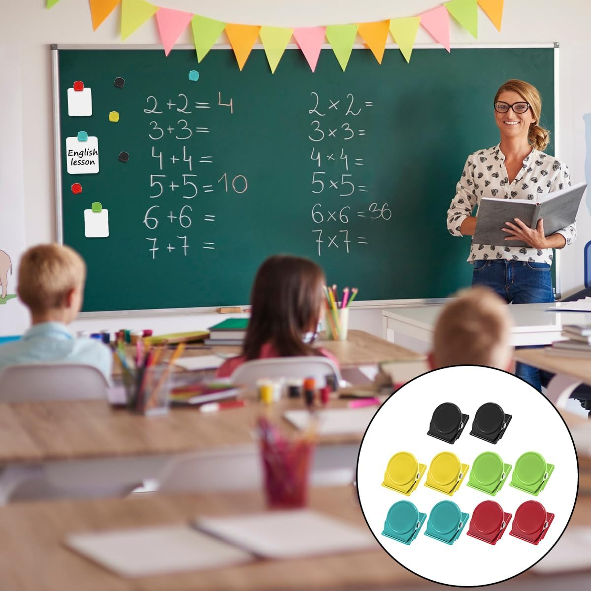 Magnetic Clip, 10 PCS Fridge Magnet Metal Clips for Home, School, Hanging Photos (5 Colors) image number 4