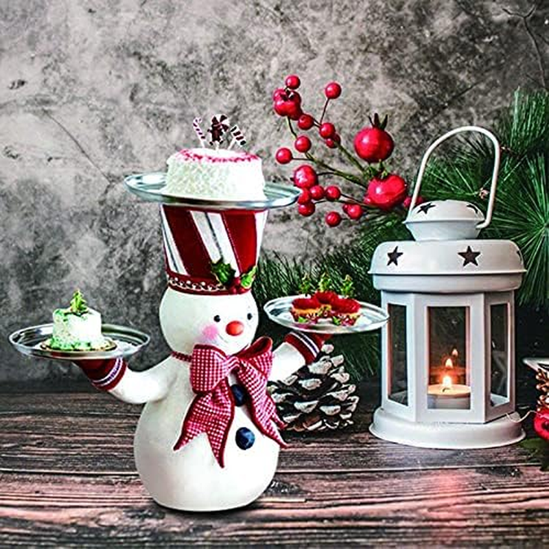 Christmas Snowman Treats Holder, Resin Snowman Statue Desktop Ornament Creative Snack Rack with 3 Trays Snowman Figure Snack Tray Rack for Home/942 (Size : Snowman+Tray(3Pcs)) image number 1