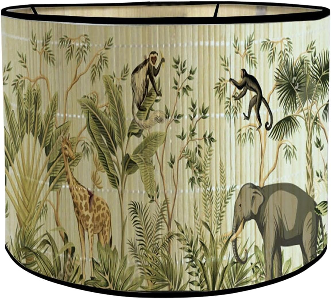 MFMEXUL Bamboo Lampshades, Drum Lampshade, E27 Removable Rod, Japanese Lampshade for Floor Lamps, Desk Lamps, Birds, as Described
