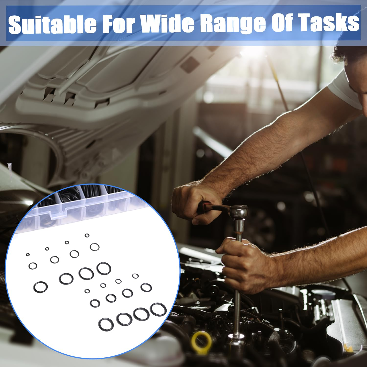 740 Pcs Rubber O-Ring Assortment Kit 24 Sizes Washer Gasket Set Pressure Washer Plumbing Sealing Repair Air or Gas Connections Automotive Repair O Rings Kit