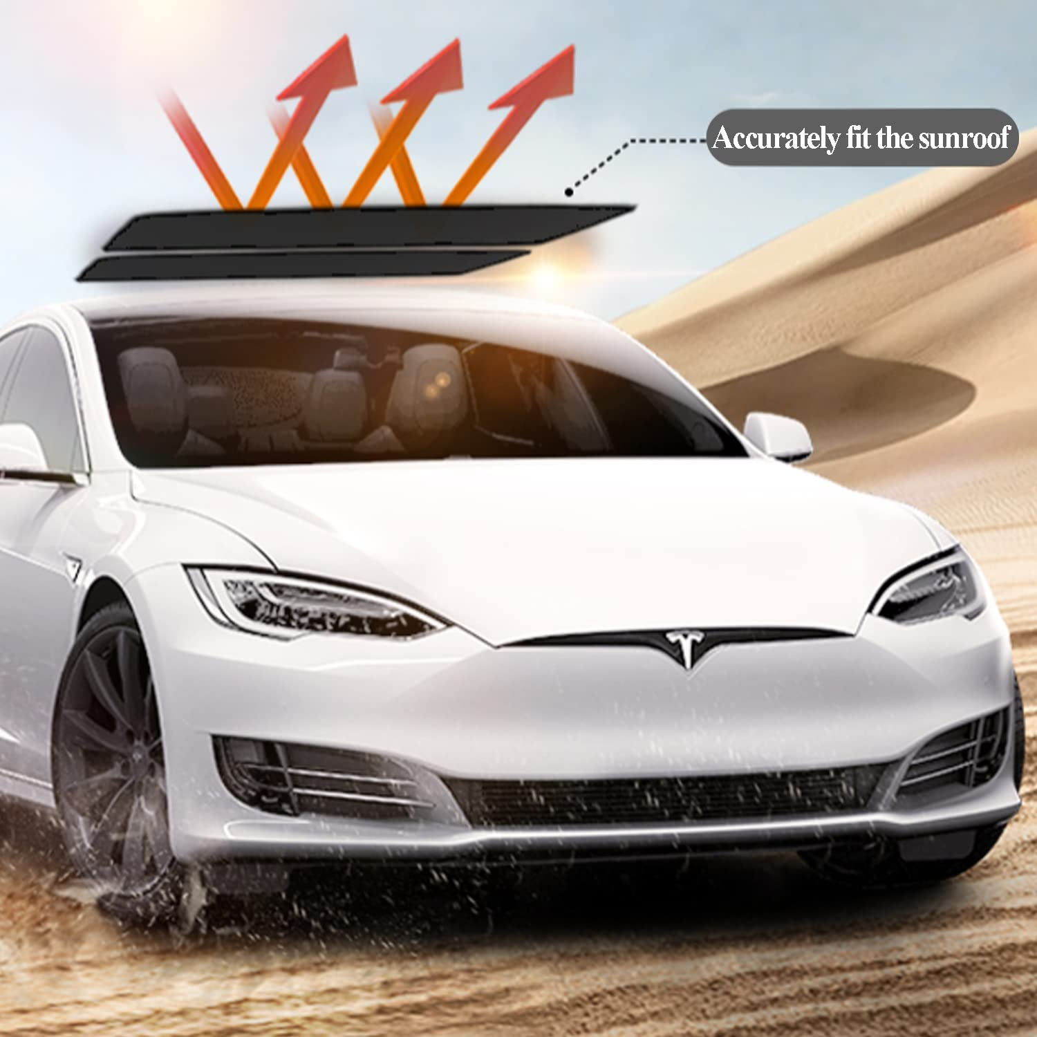 Yotsuba for Tesla Model 3 Sunshade, Front & Rear Glass Roof Sun Shade Sunblind UV Protection Covers Set of 4, for Tesla 2020-2023 SEP Model 3 image number 5