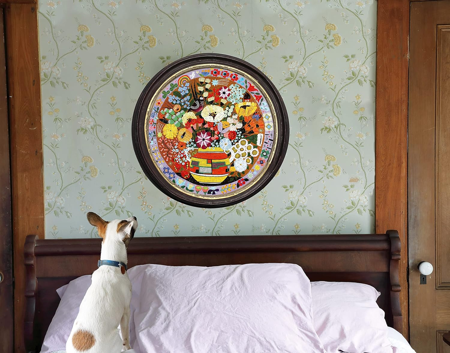 Eeboo Piece and Love Purple Bird and Flowers 500 Piece round Jigsaw Puzzle, Multi, PZFPRB image number 4