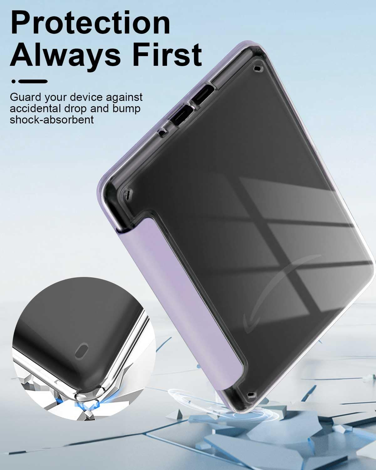 T Tersely Clear Back Slimshell Leather Case with Hand Strap for Kindle 11Th Generation 2024/2022, 6 Inch, Transparent Shockproof Magnetic Cover - Purple image number 5