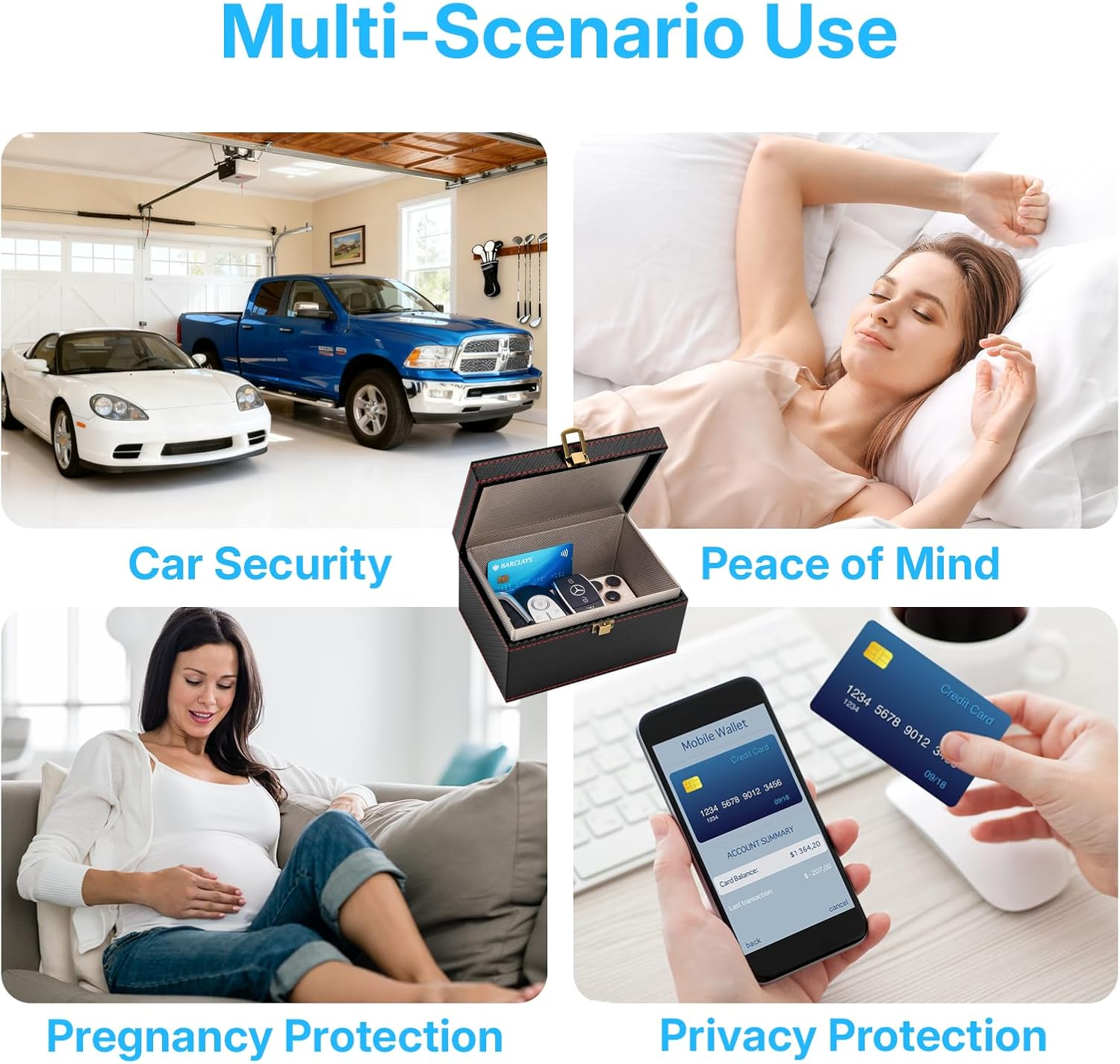 OWLKELA Faraday Box for Car Keys with 2 Signal Blocking Bags, Anti-Theft Blocking Pouch RFID Key Fob Protector Shielding Cage, 6.7&rdquo; X 4.7&rdquo; X 3.7&rdquo; (6-8 Keys Capacity) image number 3