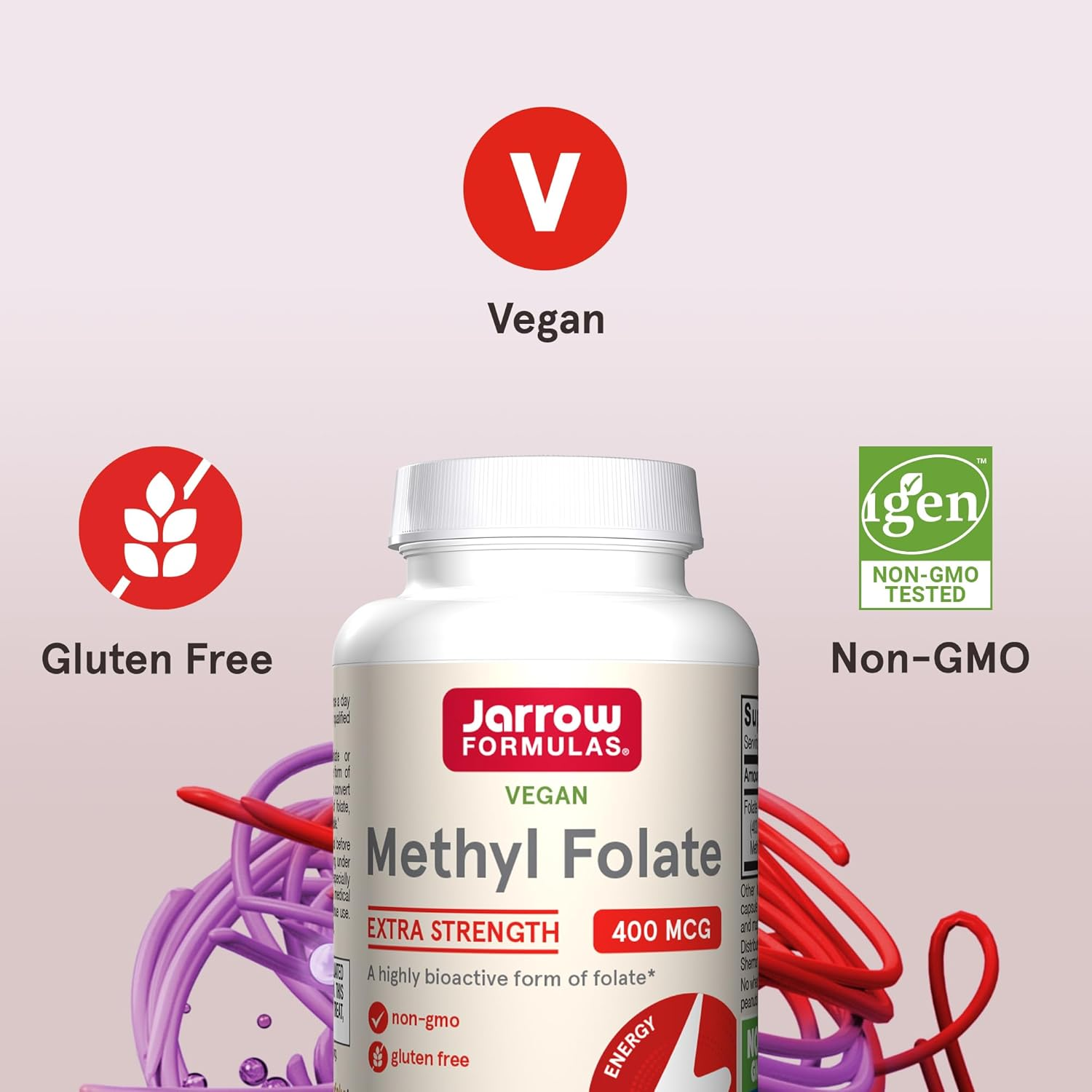 Jarrow Formulas Methyl Folate 5-MTHF, Supports Brain, Memory, Cardiovascular Health, 400 Mcg, 60 Caps image number 5