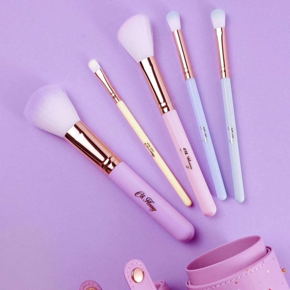 Oh Flossy 5-Piece Rainbow Makeup Brush Set image number 5