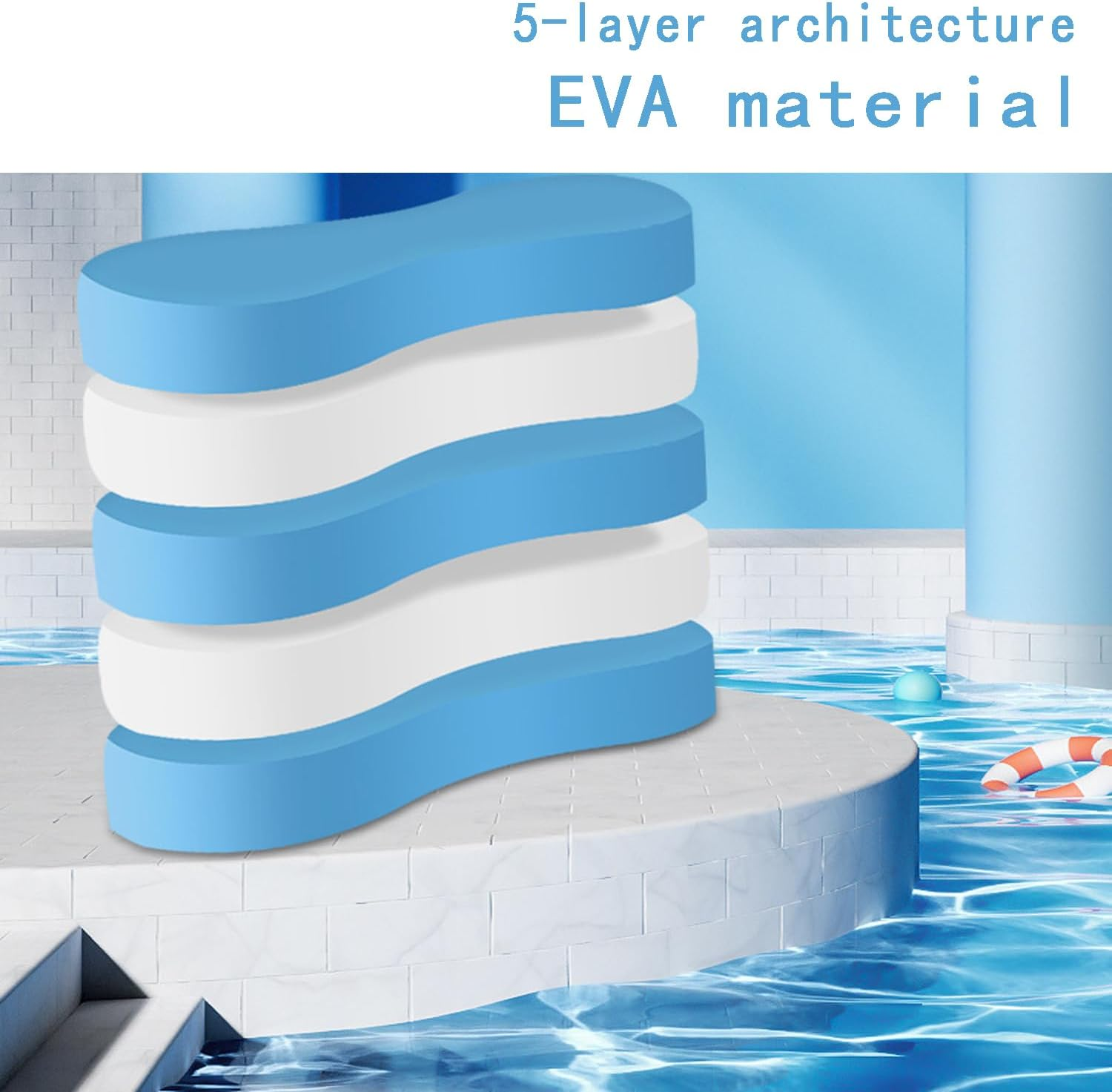 Swimming Float Kickboard, EVA 5-Layer Pull Buoy, Pool Training Aid for Legs and HIPS image number 2