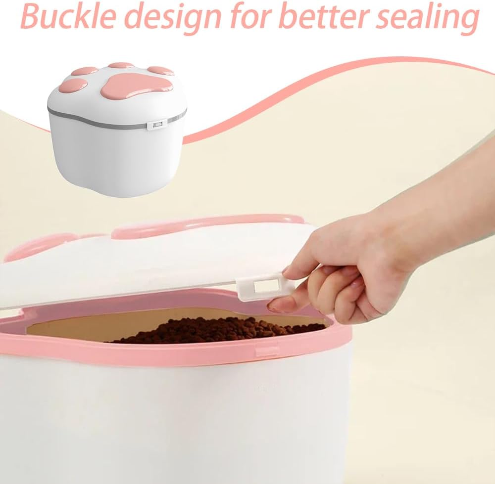 Pet Food Storage Bucket,Food Stocker,Cat Food Bucket with Spoon,Food Storage Container,Plastic Storage Bin,Large Capacity Dispenser Bin,For Dog, Cat and Other Pet Food Storage image number 3