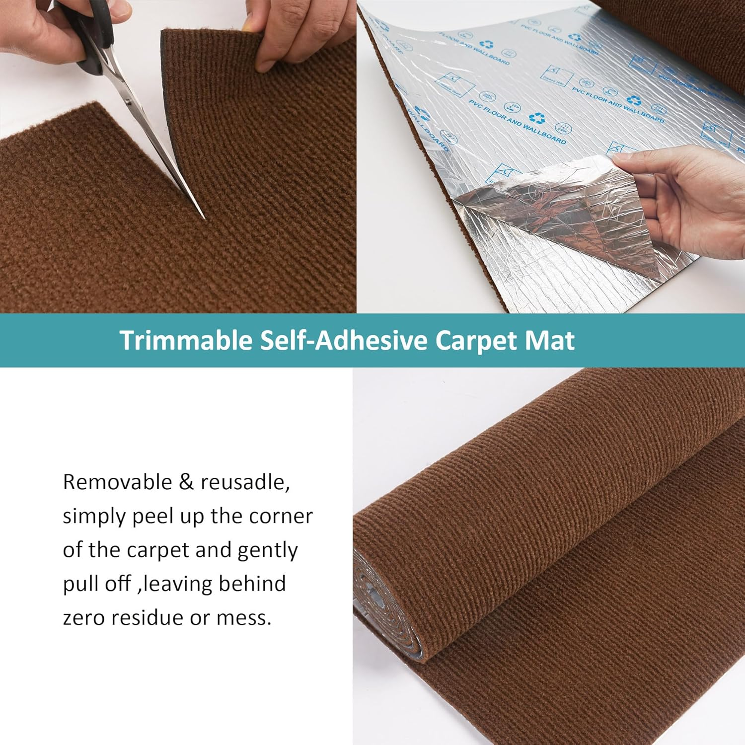 Cat Wall Scratcher，Couch Corner Protectors for Cats，78.7 * 15.8In Adhesive Carpet Remnants Roll，Sticky Furniture Scratch Guards(Brown) image number 1