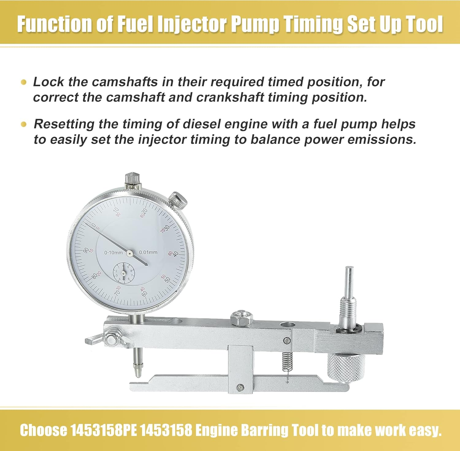 X AUTOHAUX 1 Set Fuel Pump Injection Timing Set up Tool W/Dial Indicator for VE Style Fuel Pumps 0927554011 Diesel Fuel Injector Pump Timing Indicator Dual Guage Indicator for Toyota Black image number 1