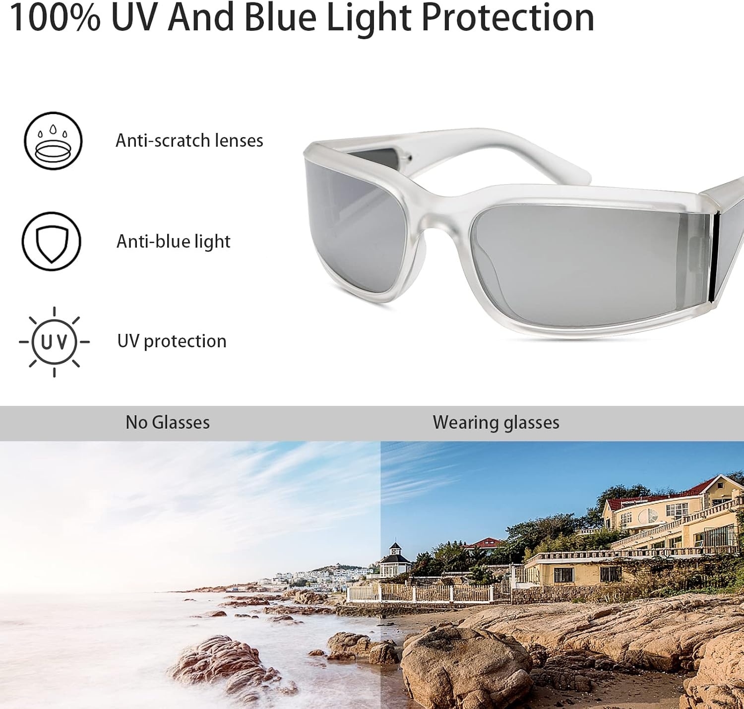 Wrap around Sunglasses Polarized Lens Wear over  Glasses Fit over Regular Glasses UV400 Protection Oversized Shield Safety Driving Eyeglasses anti Glare Eyewear Shades for Men Women image number 3