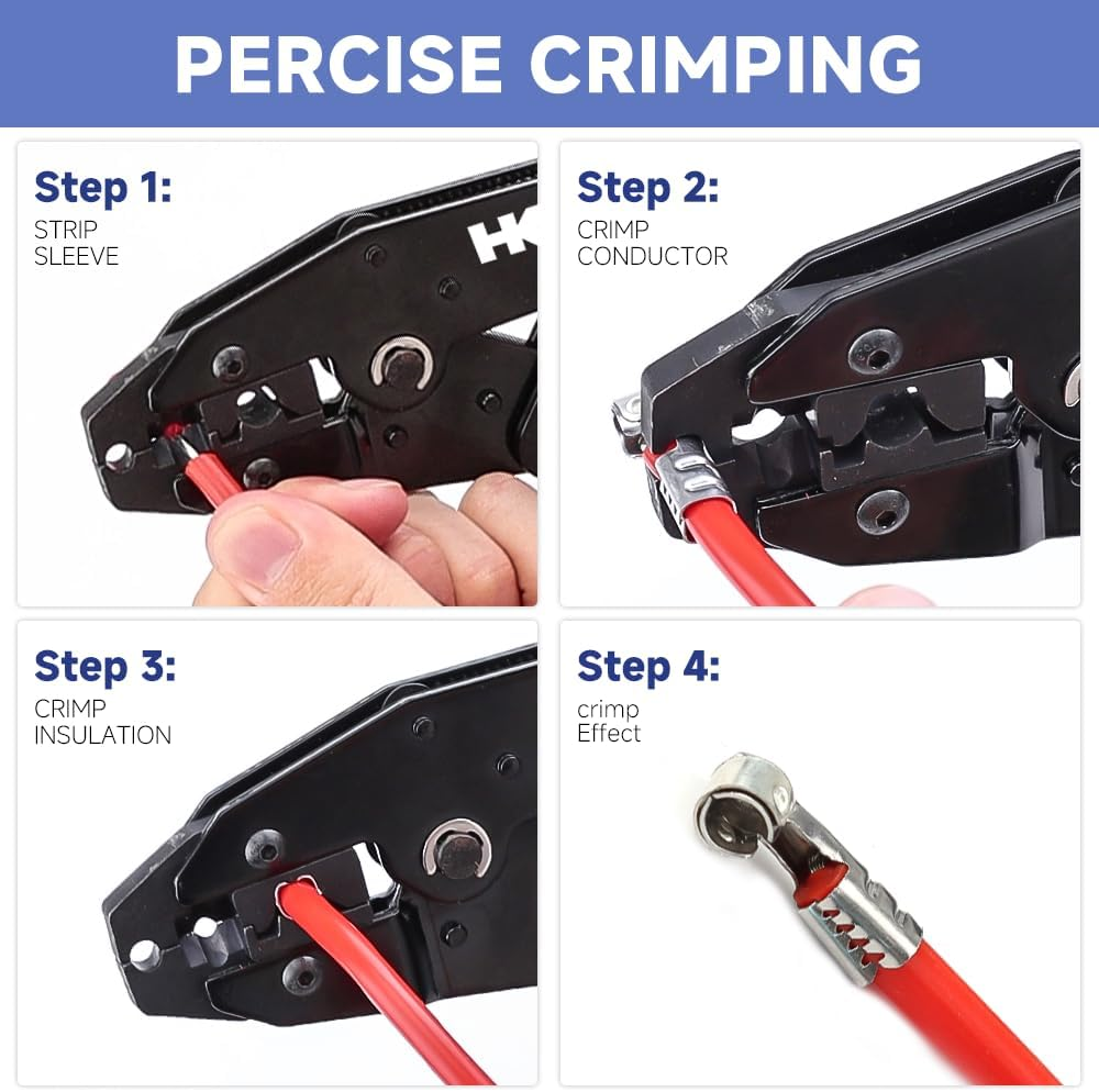 HKS Spark Plug Connector Crimping Tool for Ignition Cable and Spark Plug Wire - Ratcheting Wire Crimpers - Max Diameter 8.5Mm - Ratchet Terminal Crimper - Electrical Crimping Tool image number 6
