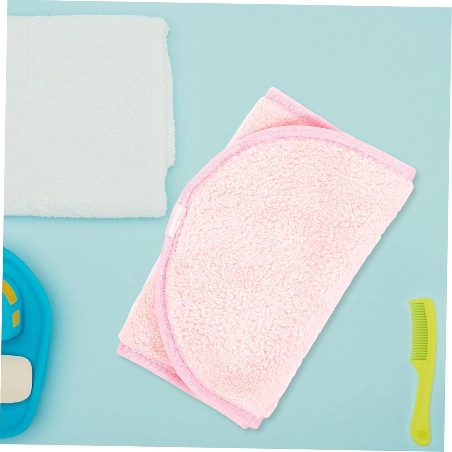 PAMINGONO 5Pcs Coral Fleece Face Towels Portable Makeup Remover Cloths Reusable Washable Face Wash Cloths for Travel Outdoor Camping in Pink image number 6