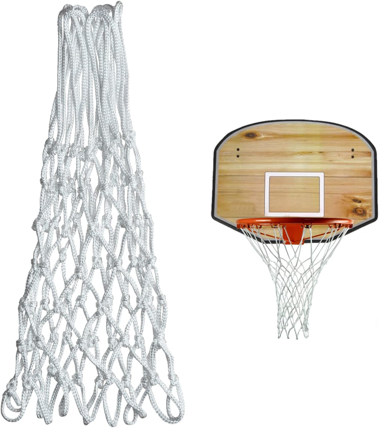 Sanung 2PCS White Basketball Net 12 Loops 21 Inch Professional Anti-Whip Basketball Net Replacement with Storage Pouch for Competition Standard Indoor Outdoor All-Weather Thick Mesh Nets image number 6