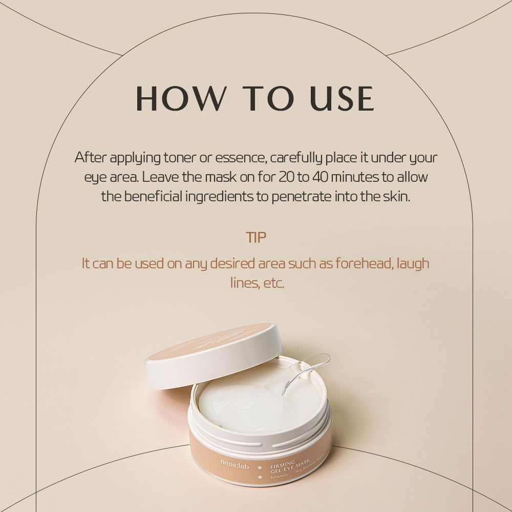 Neos:Lab Firming Gel Eye Mask 60Ea (30Pairs) - Refreshing Hydrogel Eye Patch with Collagen, Peptide, Rice Ceramide, Lactobacillus Ferment for a Firm Skin, Reduces Fine Lines, Eye Bags, Puffy Eye image number 1