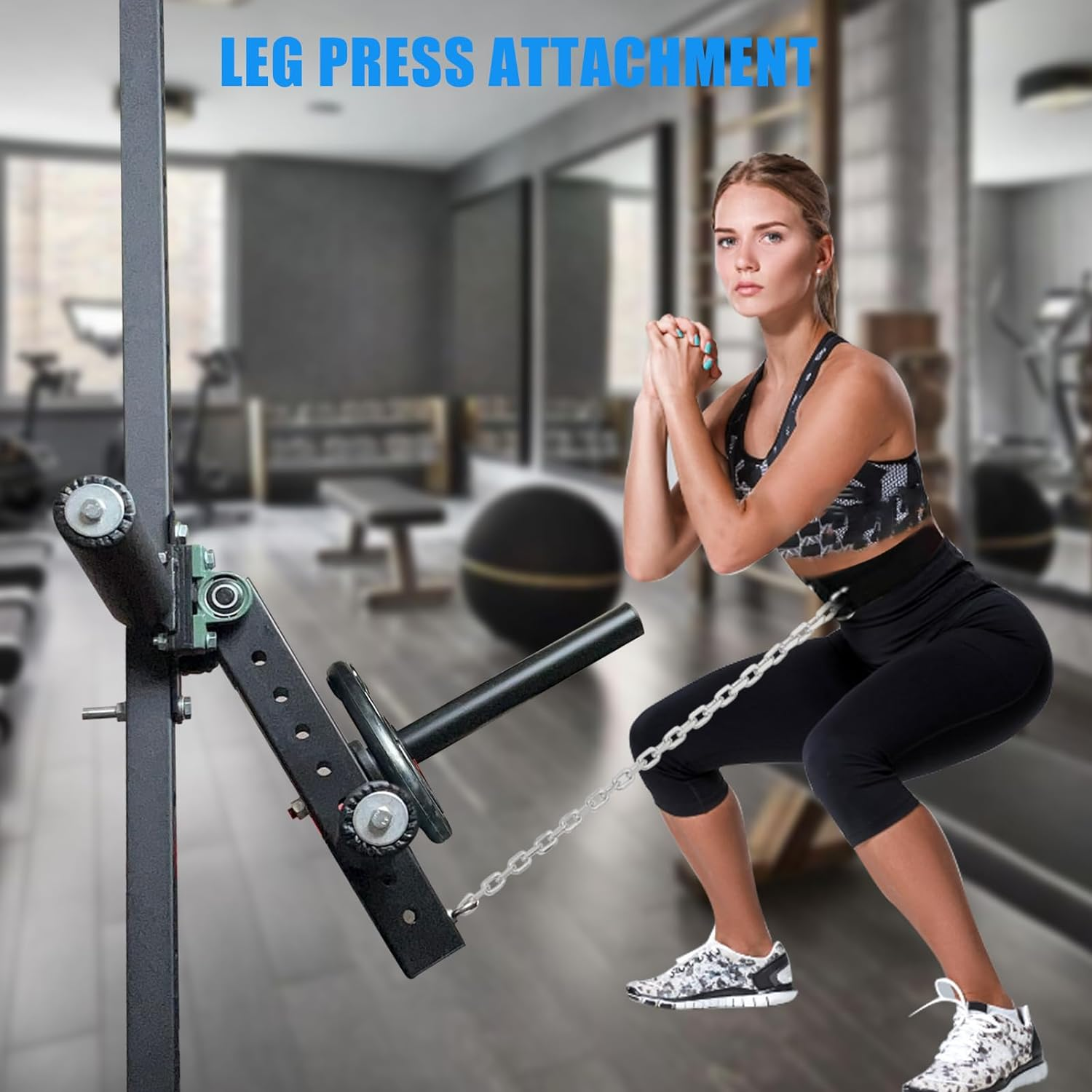BLUSLM Power Rack Mounted Leg Extension and Curl Machine for Home Gym Equipment, Adjustable Leg Extension Attachment, Leg Press Attachment for Lower Body Leg Muscle Training image number 1
