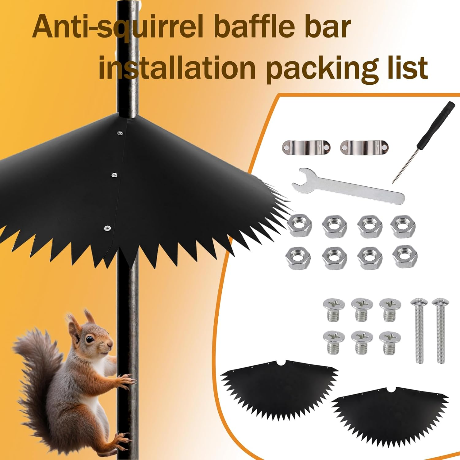 Lyreh Squirrel Baffle for Bird Feeder, 19 Inch Large Plastic Wrap around Squirrel Baffle Bird House Guards for Outdoor Protects Hanging Feeders and Poles (Black) image number 1