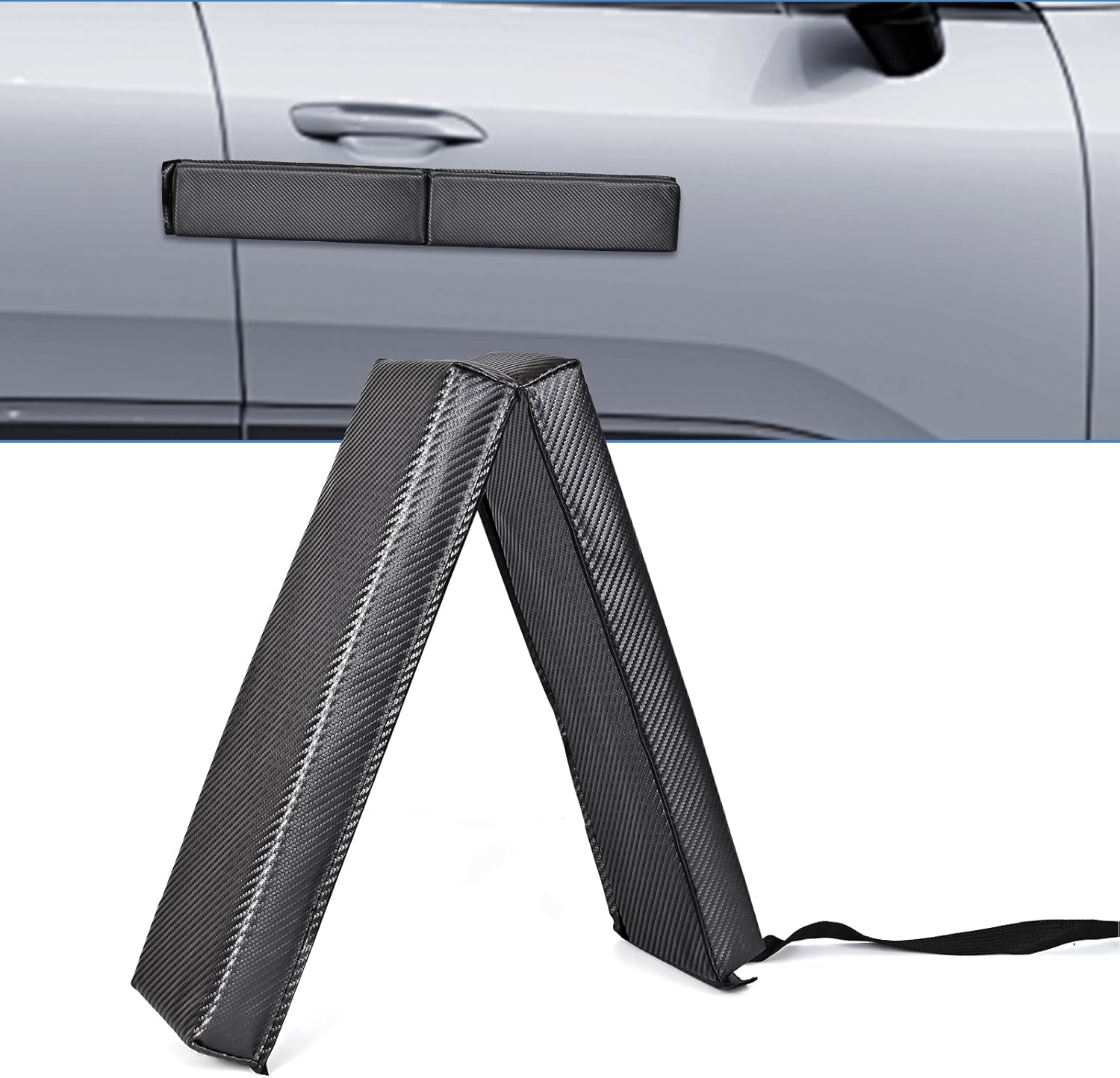 Magnetic Car Door Dent Protector for Non-Aluminum Door Frame Removable Soft Cushion Vinyl Carbon Fiber Embossed Prevent Scratches and Dent Damage (Black)