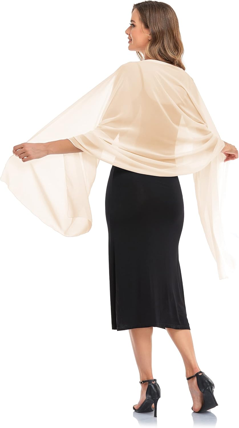 Pukguro Shawls and Wraps for Evening Dresses Sheer Chiffon Women Elegant Soft Silky Wraps Wedding Bridal Scarf image number 2