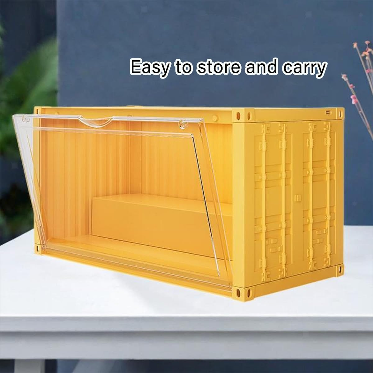 AIMALL 13.78X6.69X7.48 Inch Yellow Transparent Display Box for Collectibles Dustproof Cabinet Organizer image number 2