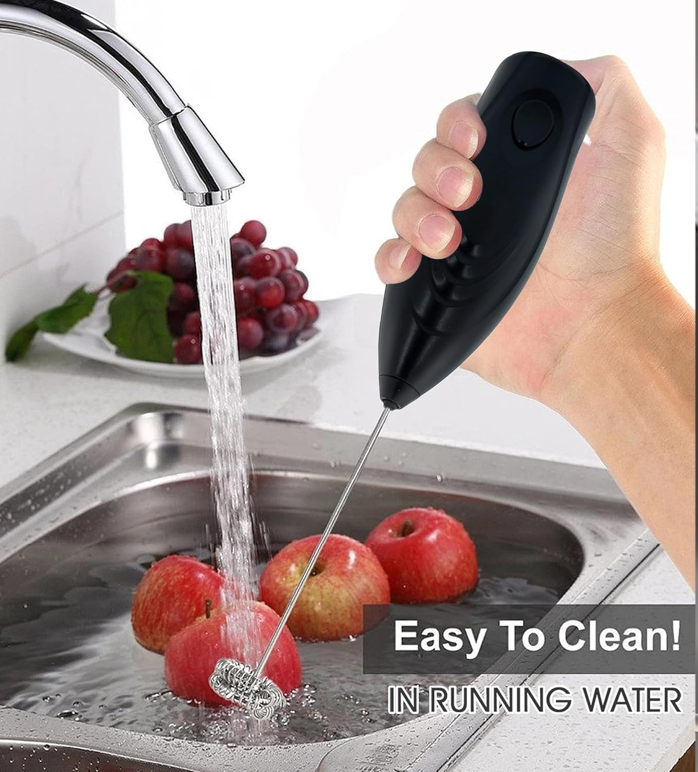 YBVABE Milk Frother Handheld - Portable Coffee Stirrer for Milk Froth, Matcha Whisk with High Powered Improved Motor, Mini Whisk Electric Chocolate Shaker, Drink Mixer for Cappuccino, Frother Maker