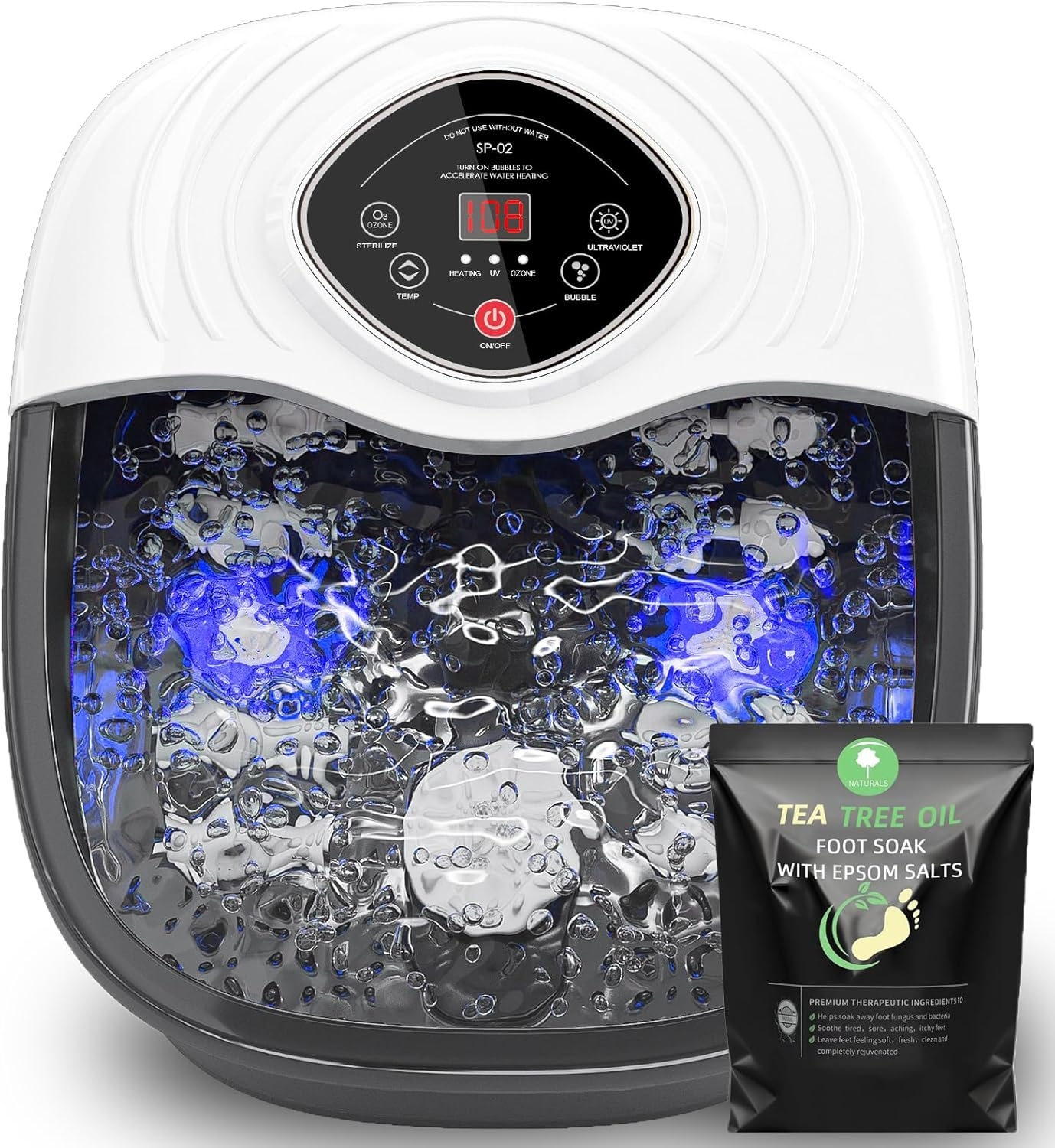 Closewave Foot Spa Bath Massager with Heat, UV & Ozone Bubbles,Shiatsu Rollers Epsom Salt Temperature Control, Relieves Stress and Feet Pain - Home Pedicure Soaking Tub Gift for Women/Men, Mom/Dad image number 4