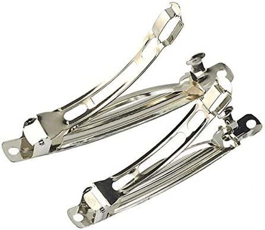 20Pcs Assorted Size Metal Silver French Barrette Hair Clips for DIY Hair Clip Craft Bows image number 2