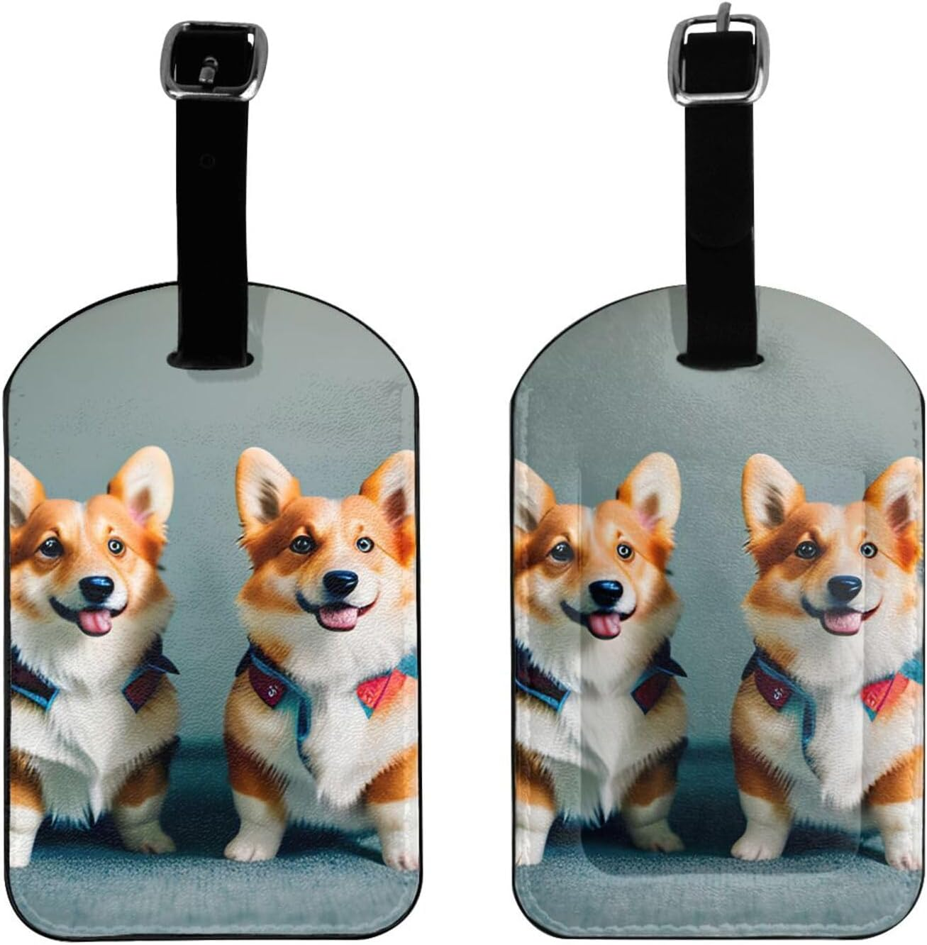 Wearing Clothes Cute Corgi Dogs Print Elegant Tag Stylish Tag Luggage Tag 4.3 X 2.76 Inch for Suitcases Travel Bags image number 5