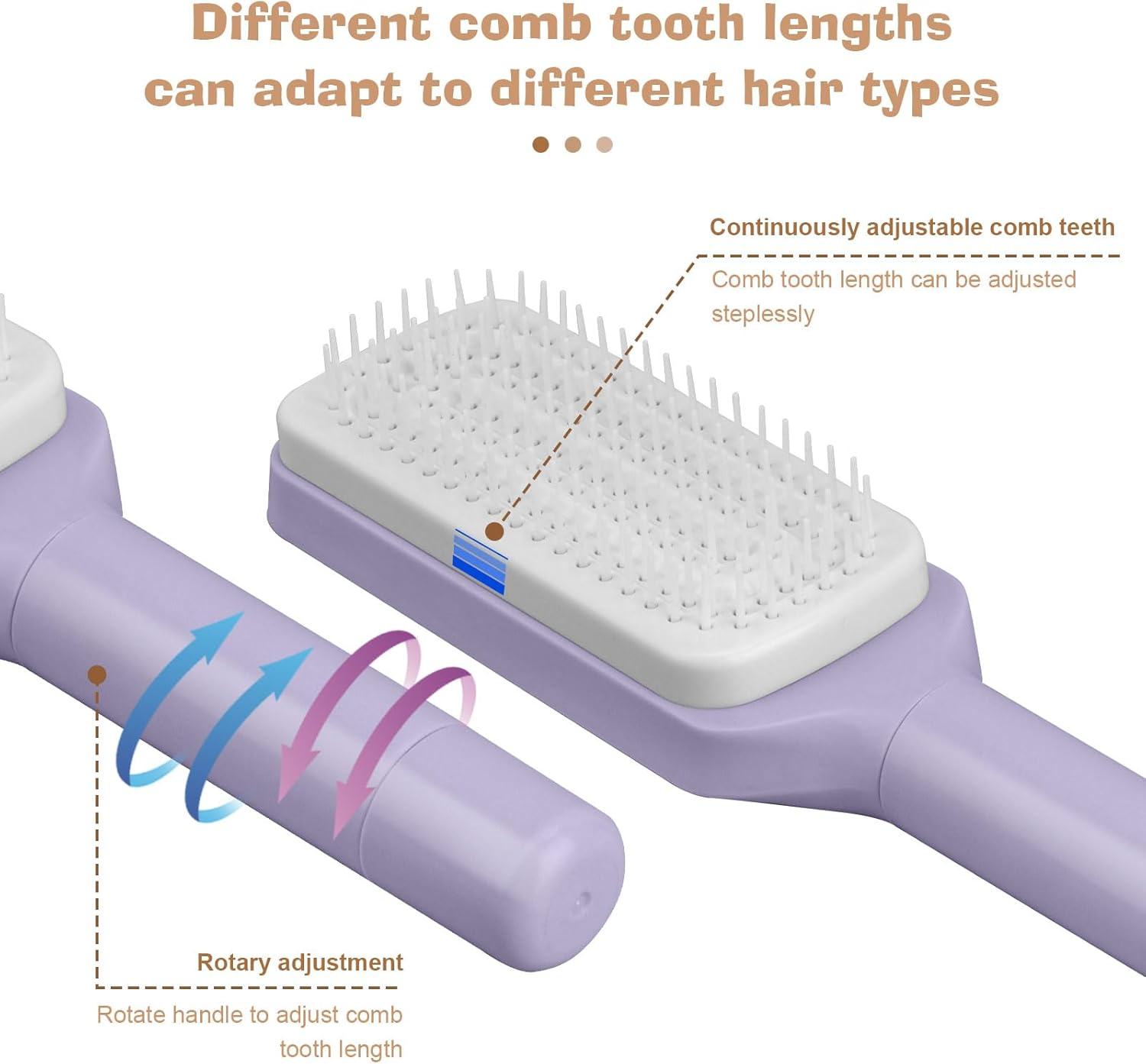 Self-Cleaning Hair Brush, One Click Cleaning Comb, Hair Brushes for Women, Air Massage Combs, Rotating Telescopic Comb, Easy to Comb and Clean, Suitable for All Hair Types (Purple) image number 1