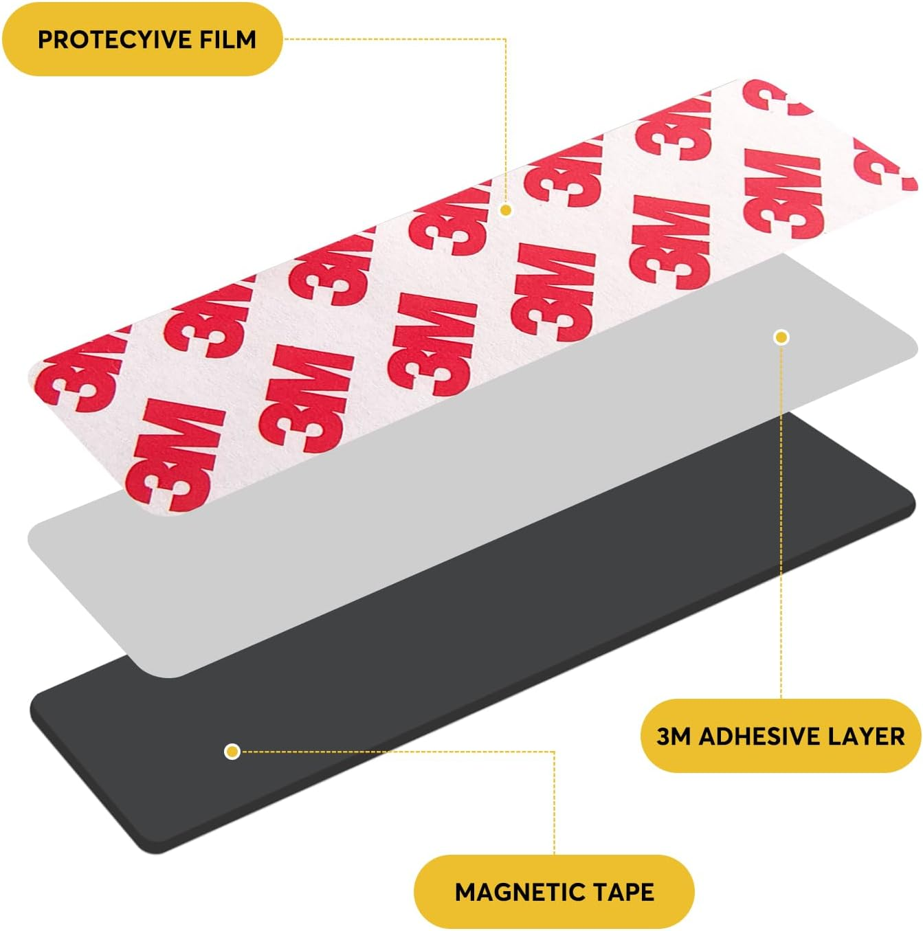 STTMGN Magnetic Tape with 3M Strong Adhesive Backing,1X3" 12Pcs,Flexible Self Adhesive Magnets,Magnetic Tape Flat Rubber Magnet Strip,Available for DIY Crafts,Art Projects,Photo and Picture Etc