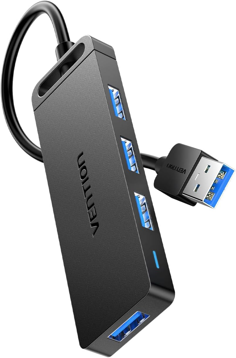 USB Hub，Vention 4-Port USB 3.0 Hub Ultra-Slim Data USB Splitter [Charging Supported] Compatible for Macbook, Laptop, Surface Pro, PC, Flash Drive, Mobile HDD (0.5FT/0.15M) image number 2