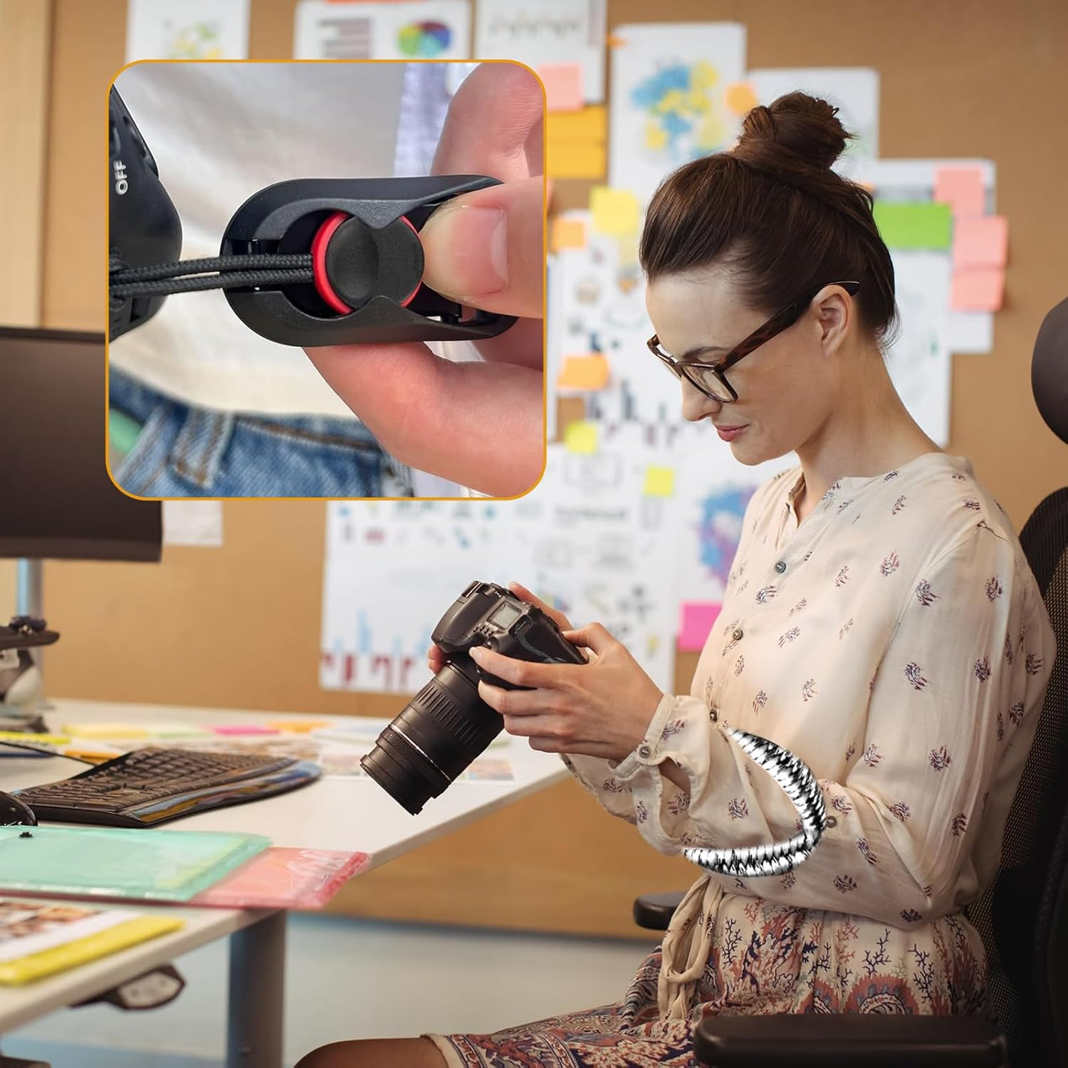 Vireeyu 5 Camera Carrying Accessories, 1 Hand Woven Wrist Strap Safety Rope for Camera, 4 Camera Quick Release Buckles, Camera Quick Release Buckles, Adjustable Camera Strap image number 1