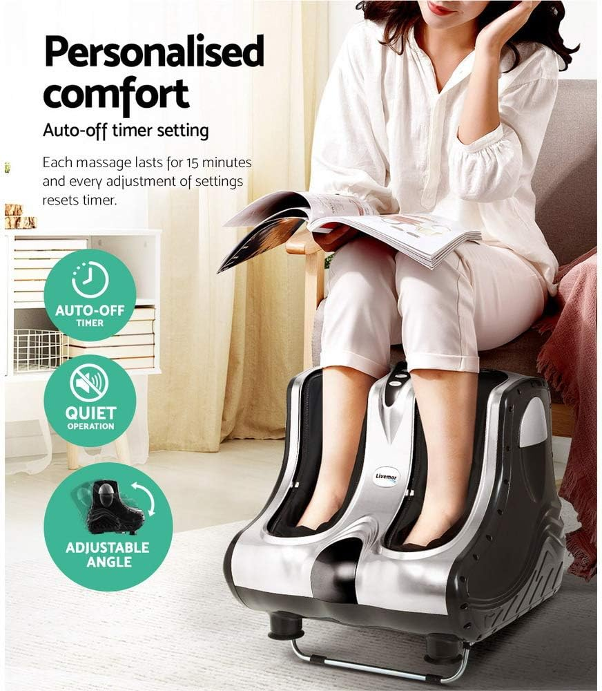 Livemor Foot Massager, Electric Rolling Shiatsu Feet Massage Spa Rest Ankle Calf Leg Massagers Stimulator Footspa Machine for Home Office Massages, with 4 Powerful Modes Adjustable Angle Silver image number 2
