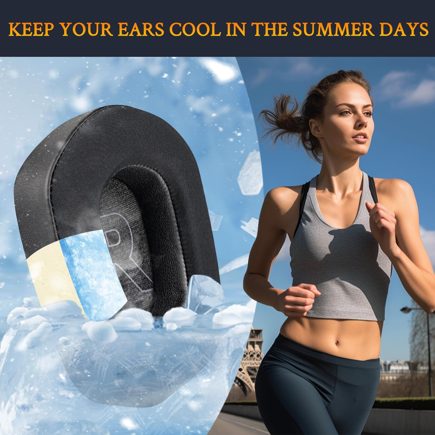 SOULWIT Cooling Gel Professional Earpads Replacement for Logitech G733 G335 G535 Lightspeed Wireless Gaming Headset, Ear Pads Cushions with Comfort Noise Isolation Foam - Black - Cooling Gel-Black image number 6