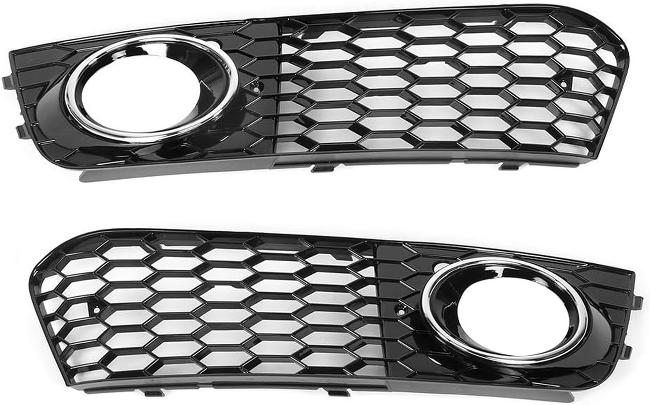 Fog Light Cover Lamp Frame Mesh Grille for B8 2009-2011 &ndash; Stylish ABS Plated Replacement (GZ.D072DL/R) - Black (Gz.D072L/R) image number 4