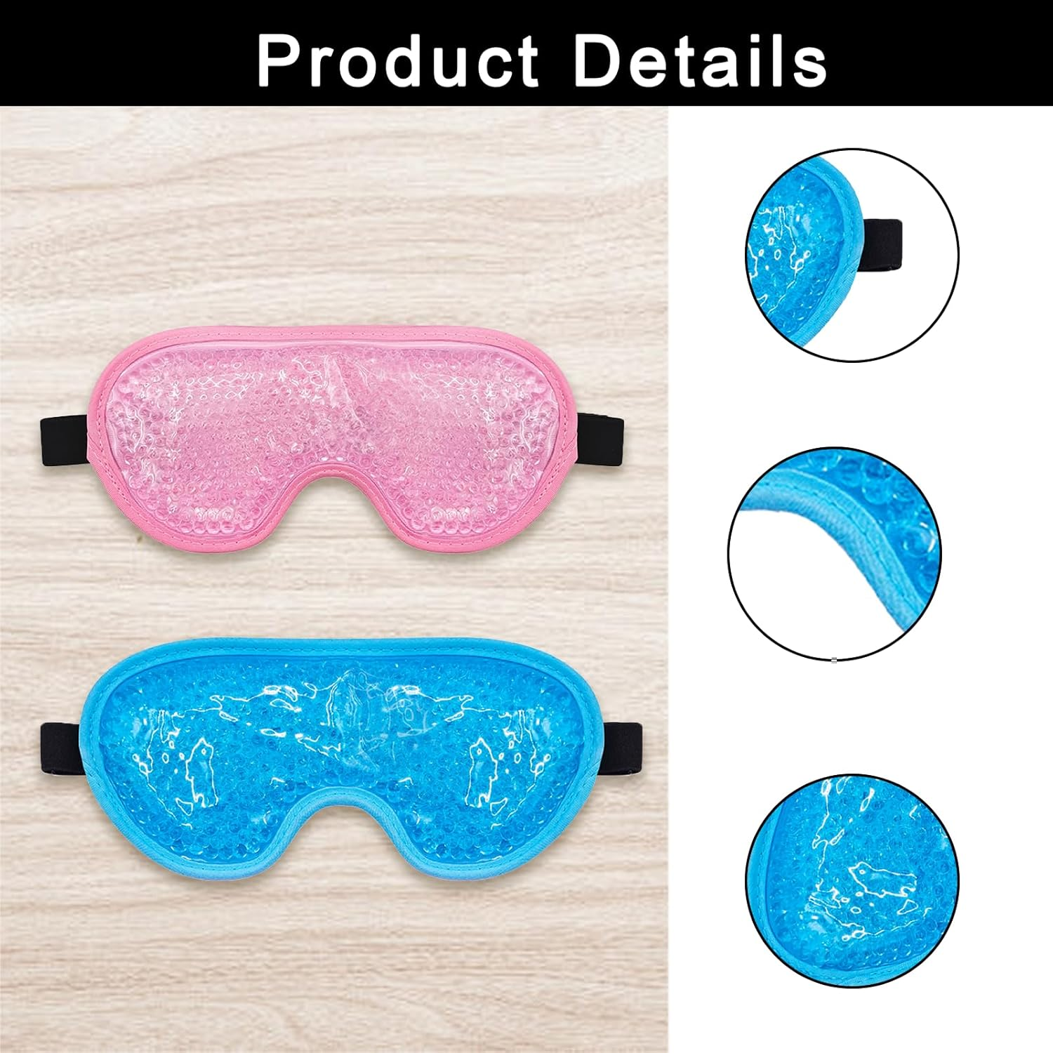 2 Pack Sleeping Eye Mask Reusable Gel Cold Compress Eye Mask Ice Pack Convenient Storage Used to Relieve Eye Discomfort and Pain Relieve Swelling Suitable for Men and Women image number 2