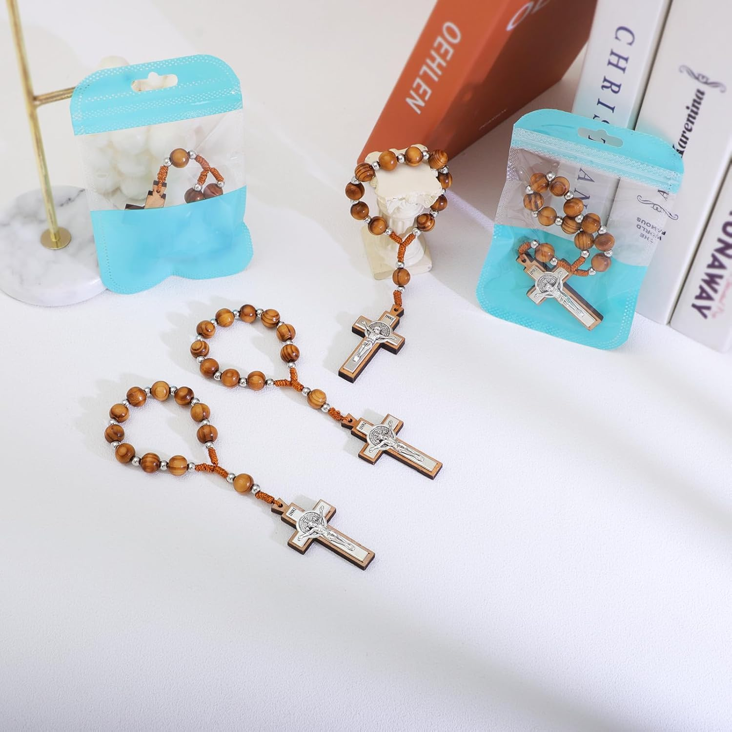 KOMI Prayer Pocket Rosary Baptism Rosary Catholic Accessory Catholic Gifts for Men Women Rosaries Bulk Baptism Favors for Guests Party Favors image number 5