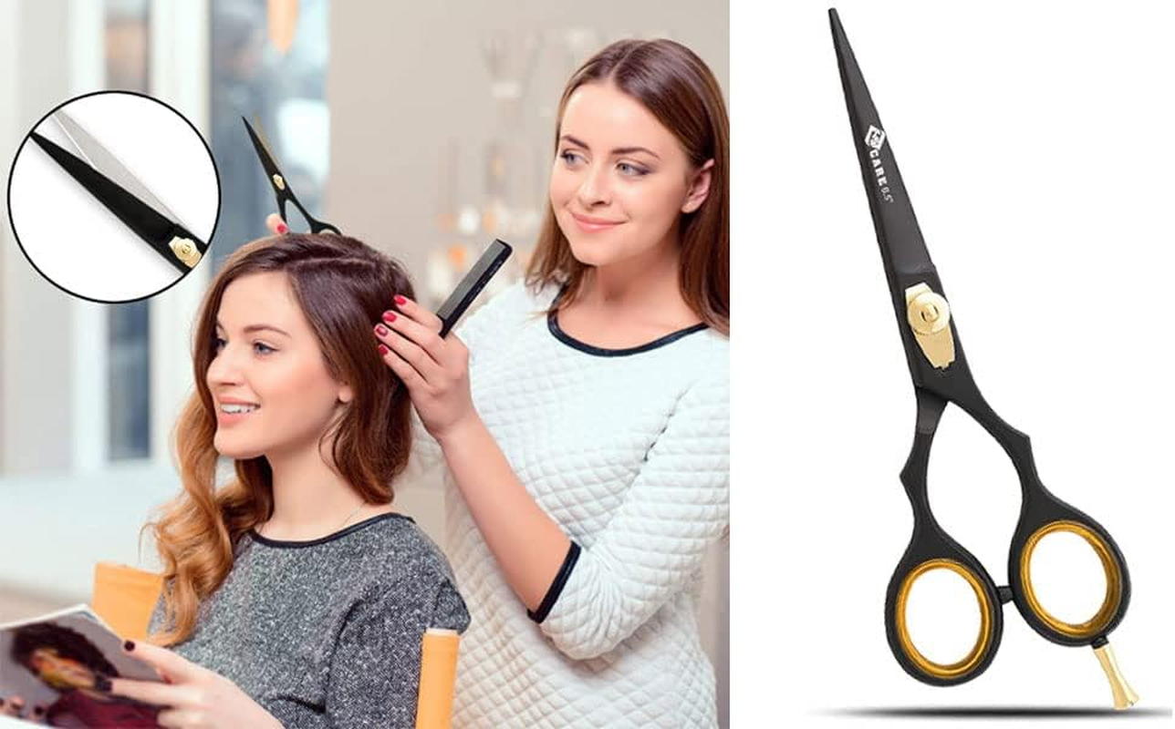 YSCARE Hairdressing Barber Hair Scissor for Professional Hairdressers Barbers Stainless Steel Hair Cutting Shears - for Salon Barbers, Men, Women, Children and Adults 6.5&rdquo; (Straight 6.5") image number 5