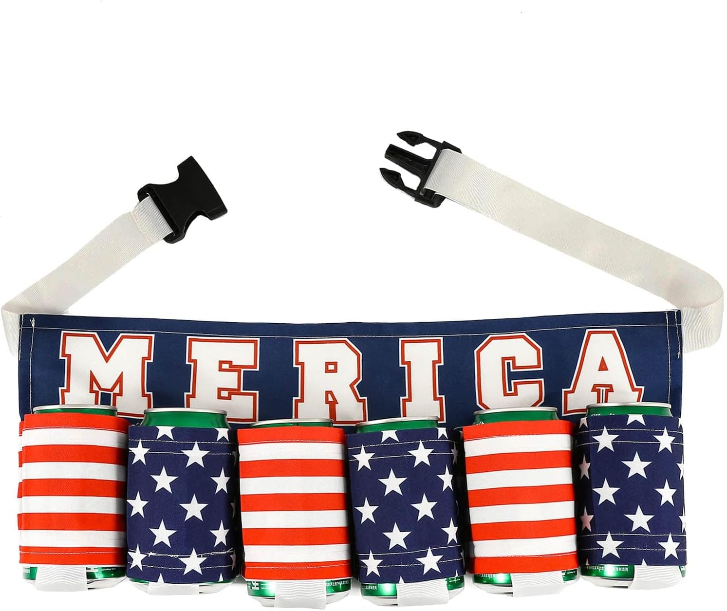 AGDGV Beer Belt,6-Can Hands-Free Beverage Holder, Adjustable Drink Belt, Ideal Father'S Day Gift for Aussie Dads, Bbqs, Festivals, Holidays, Parties & Sporting Events, Keeps Drinks Cold & Convenient