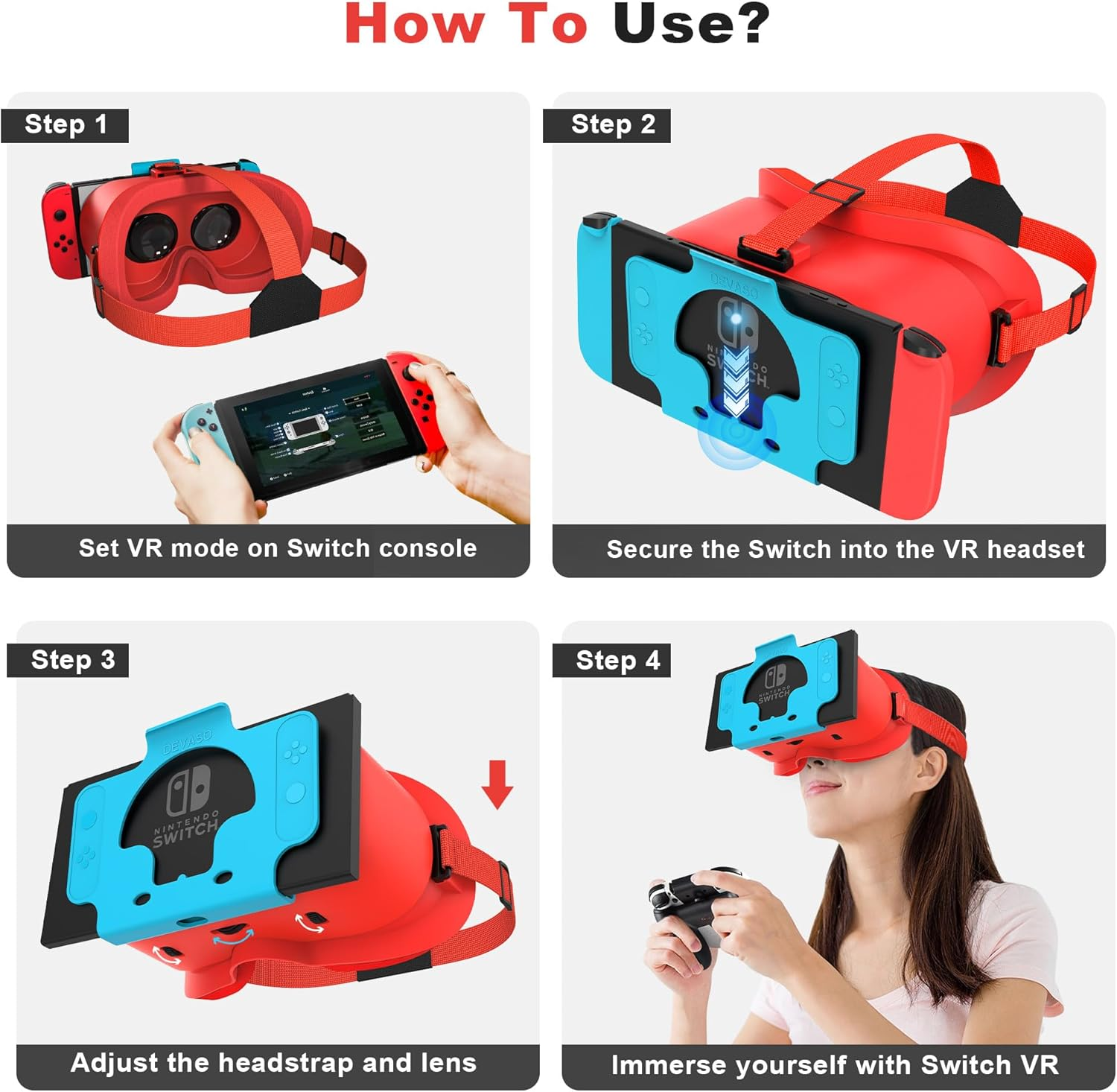 MVPTGRS Upgraded VR Headset for Original Nintendo Switch & Switch OLED Model, Virtual Reality Glasses with Adjustable HD Lenses and Comfortable Head Strap, Labo VR Kit Accessories, Switch 3D Goggles image number 1