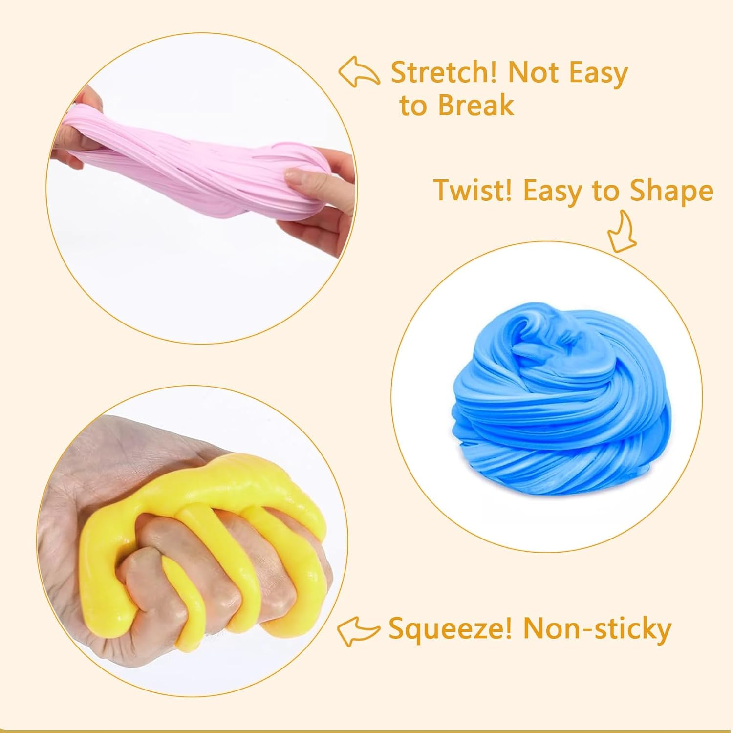 24 Pcs Butter Slime in Transparent Egg Shells for Kids Party Favors, Stretchy Non-Sticky Mess-Free Butter Slime Toys for Party Bag Filler Classroom Rewards Easter Basket Stuffers image number 4