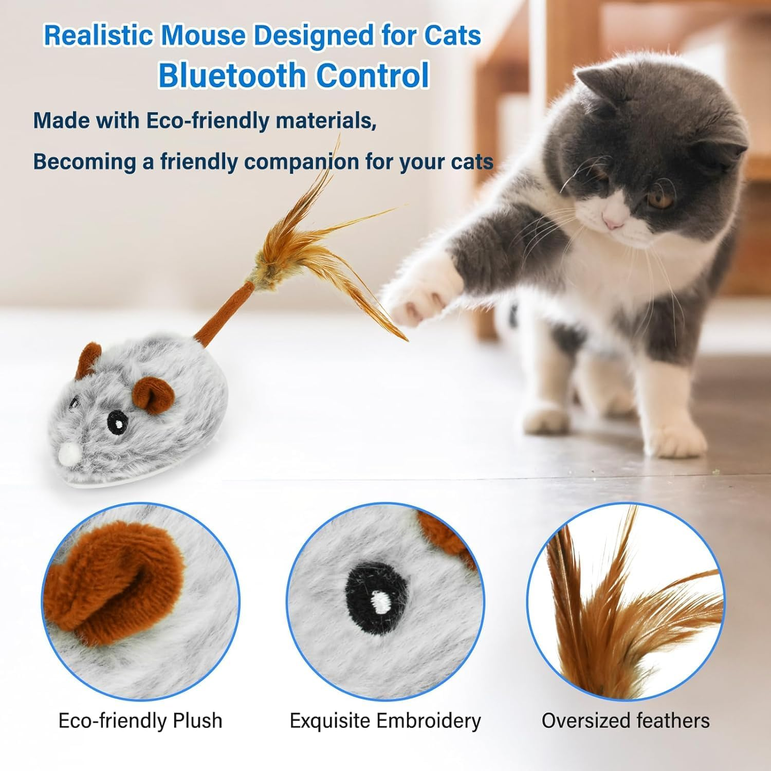 Cat Toy Electric Toy Mice, Mouse Toy, Cat Toy, Toy Mice for Cat, Interactive Toy Mouse with USB Cable for Cat Run and Boredom image number 3