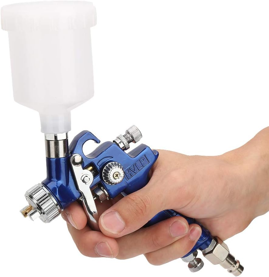 Viagasafamido HVLP Spray Gun Gravity Airbrush Car Oil Painting 125Ml Feed Cup Multifunctional Pneumatic Connector for CAR Prime Furniture Surface Wall 160~250Mm Spray Distance(1Mm) image number 4