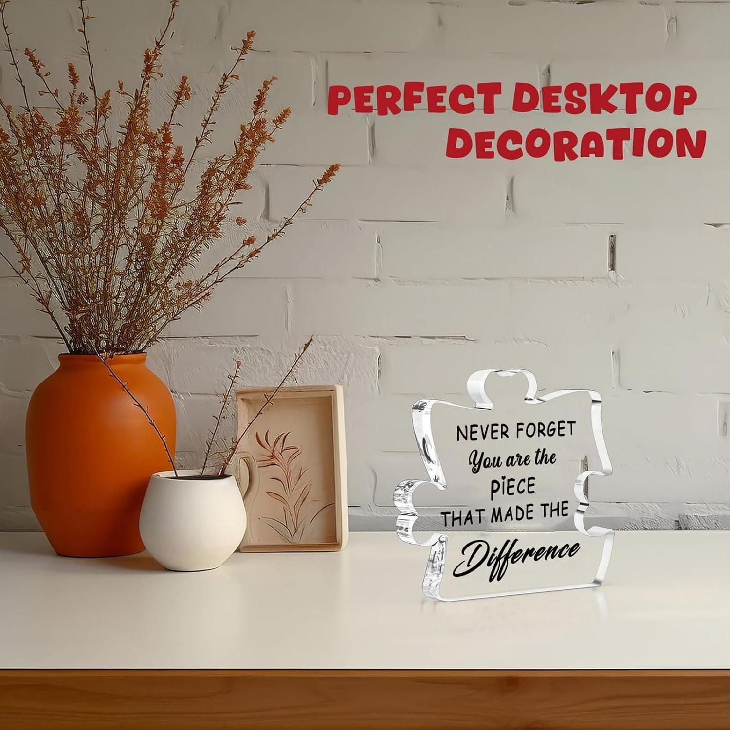 Leaving Gifts for Colleagues Women, Thank You Gifts for Men Thank You Gifts for Women Friend Puzzle Piece Acrylic Plaque Teacher Gifts for Retired Female Leaving Presents for Colleagues image number 4