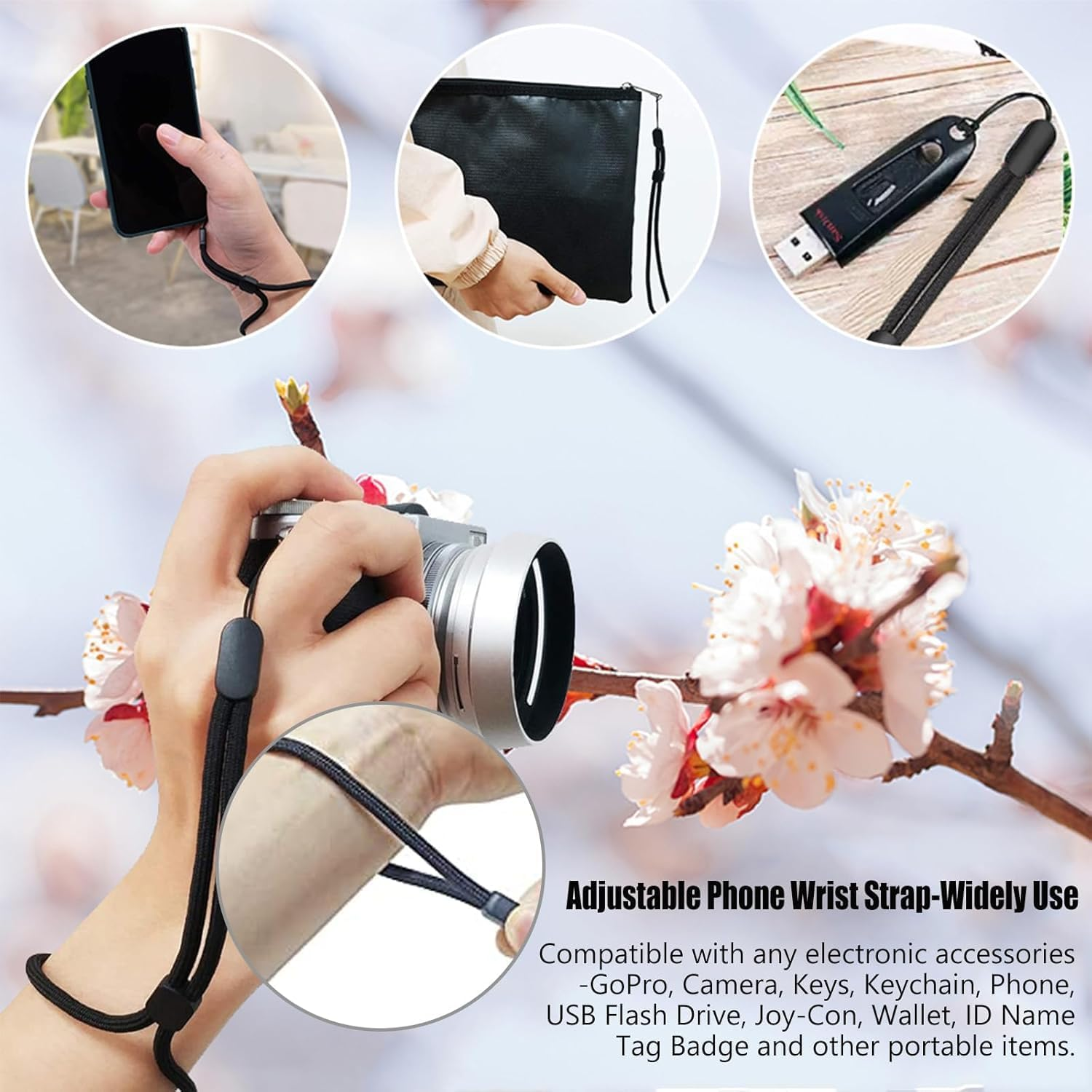 XILIYAI 2 Pack Black Nylon Classic Phone Lanyard Wrist Strap, anti Theft Strap, Compatible with Iphone and Most Cell Phones - 5Pack Multicolor image number 7