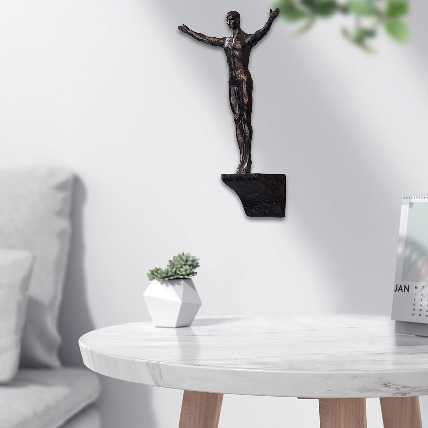 Climbing Man Wall Sculpture | Decorative Resin Modern Wall Art - Unique Wall Art for Bedroom Living Room Kids Room, Modern Art, Perfect Home Decor Pochy image number 7