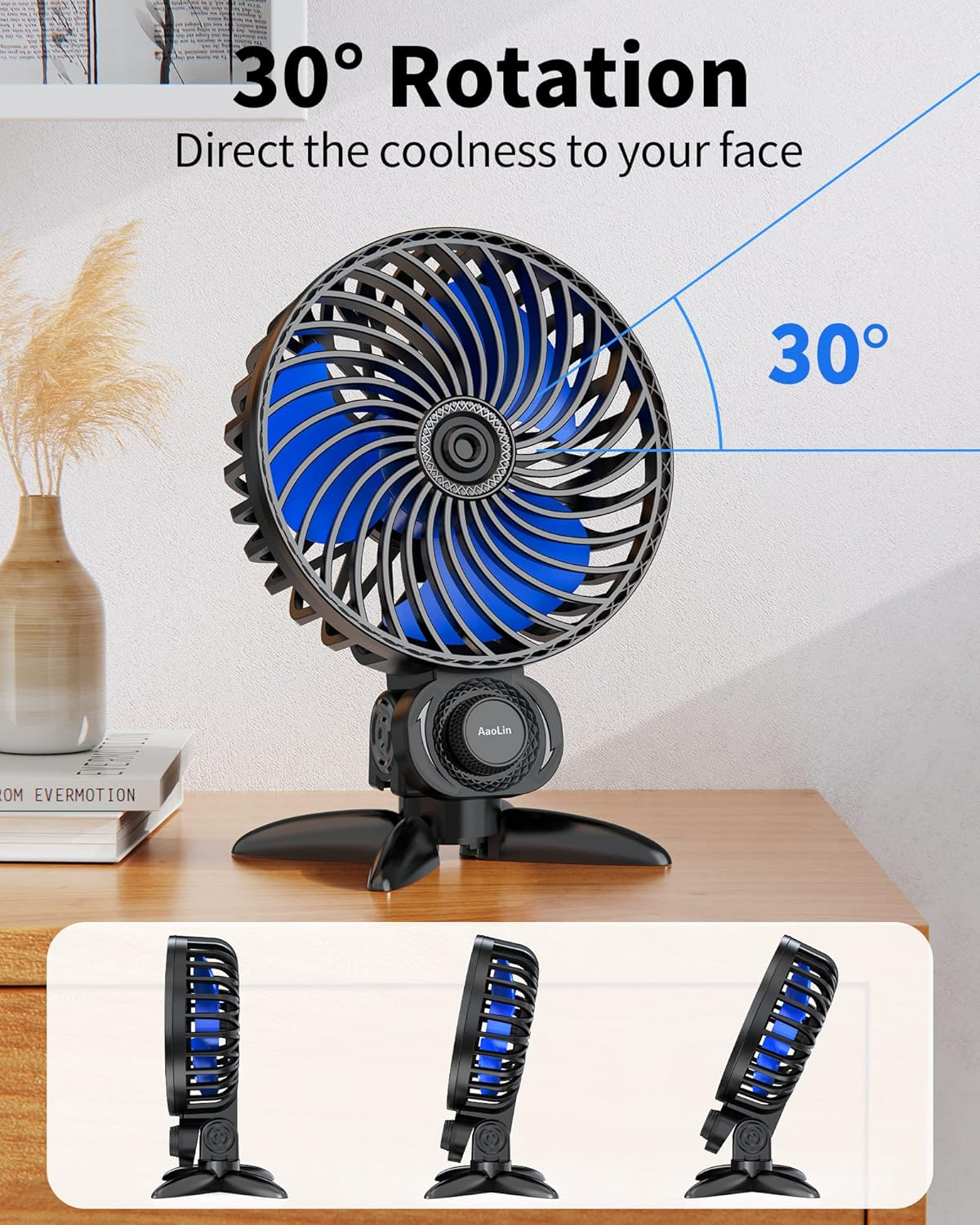 Aaolin USB Small Fan, Desk Fans with CVT Variable Speeds, Strong Cooling Airflow, Quiet Portable, Desktop Mini Personal Fan for Room, Home,Office, Bedroom-Usb Powered image number 2