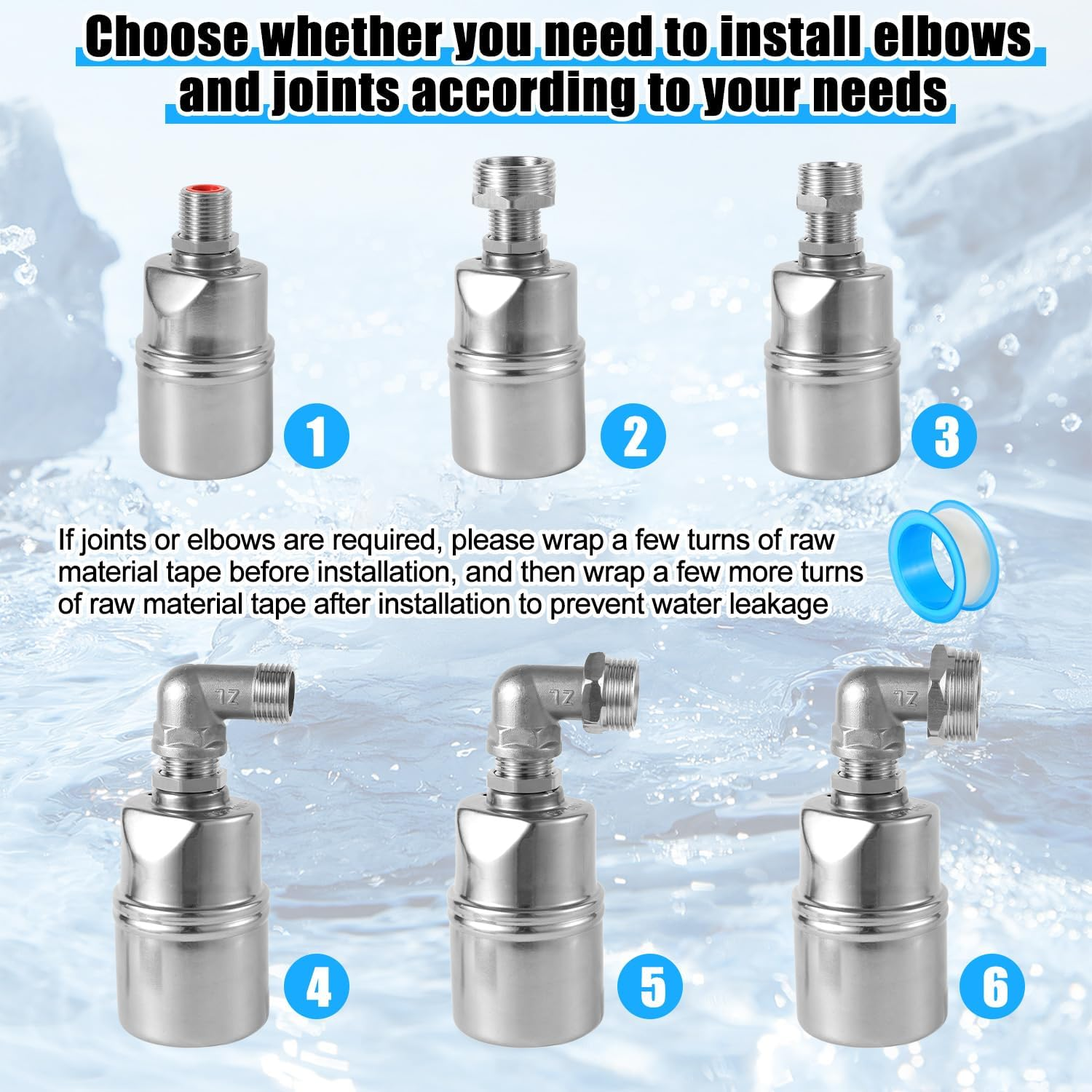 1/2 Inch 3/4 Inch 1 Inch Automatic Float Valve, Stainless Steel Water Level Control Valves Mini Water Shut-Off Controller Floating Ball Valve for Water Tank image number 5