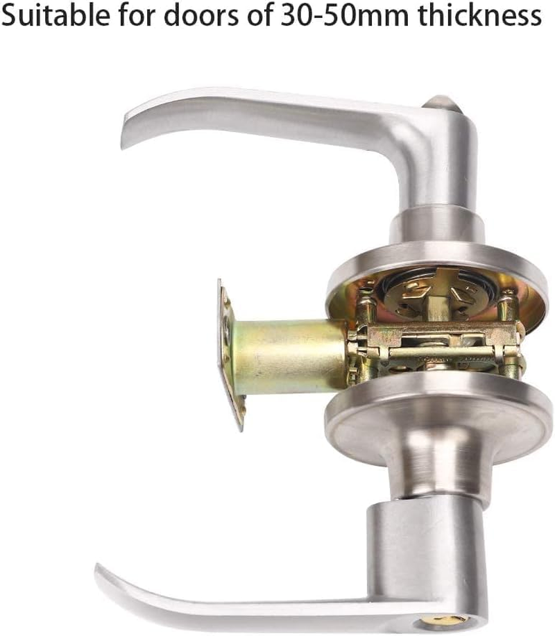 AGDGV Satin Nickel Entry Door Lever Lock Set, Keyed Alike Exterior/Interior Wave Style Handle with 3 Keys, Reversible Left/Right Handed Doors, Secure Lockset for Front/Bedroom (Silver) image number 3