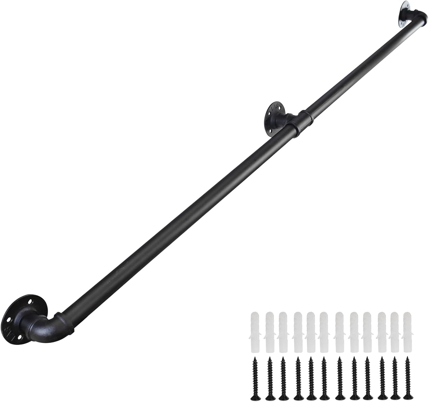 Handrails for Outdoor Steps 5FT, Galvanized Steel Handrails for Indoor Stairs Easy to Install, Iron Balusters Hand Railing Indoor Outdoor for Household or Commercial Buildings